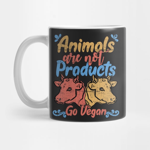 Animals Are Not Products - Go Vegan - Cow vintage distressed graphic by theodoros20